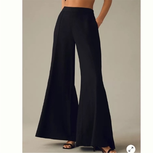 ANTHROPOLOGIE Black High Rise Wide Leg Flare Pants size 4 - Picture 1 of 10